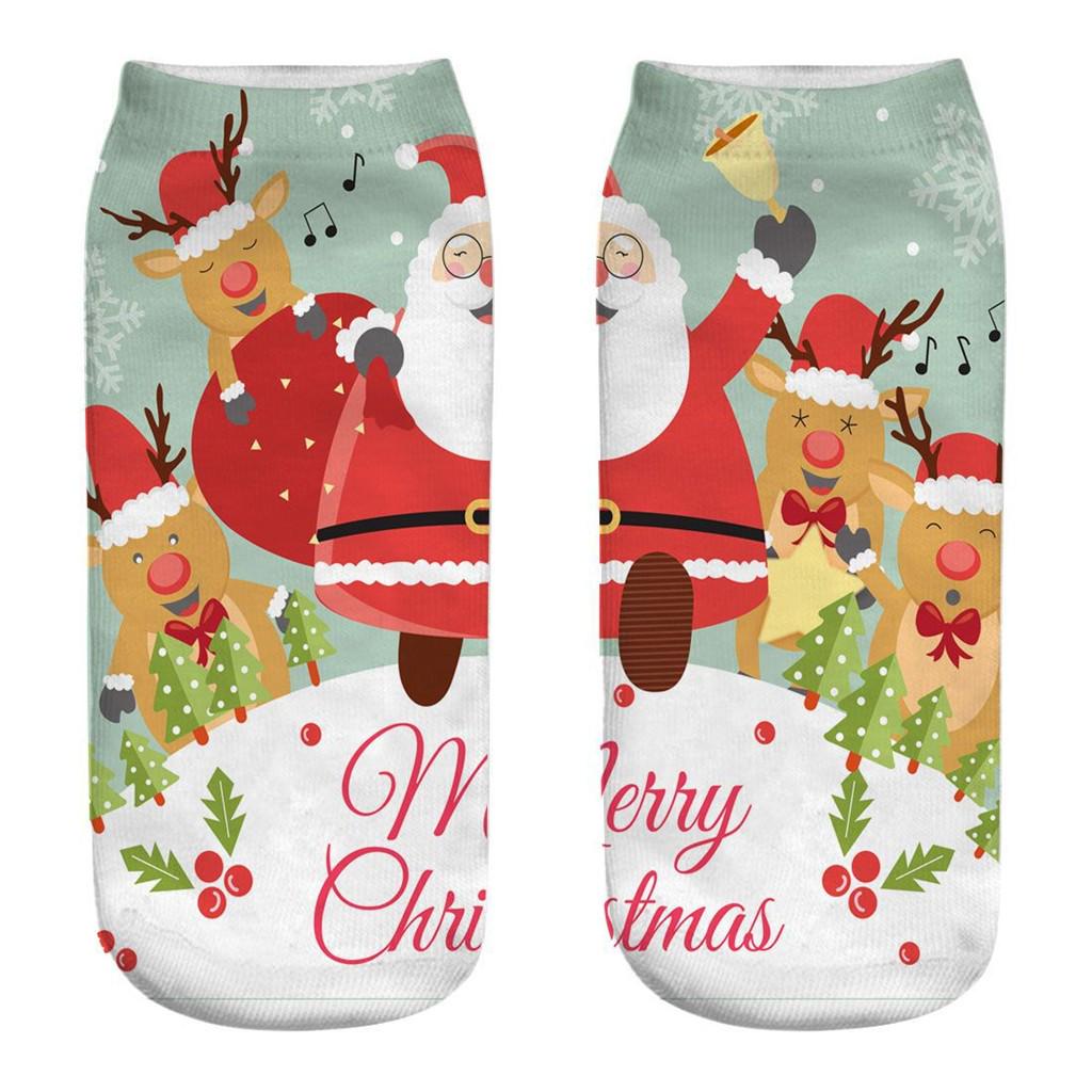 Повседневные рабочие деловые носки 3D Рождественские спортивные носки с принтом Санта-Лося среднего размера