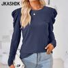 JKAASHDK женские модные повседневные однотонные принты весенне-осенние блузки и рубашки с круглым вырезом с длинными рукавами и пуловеры