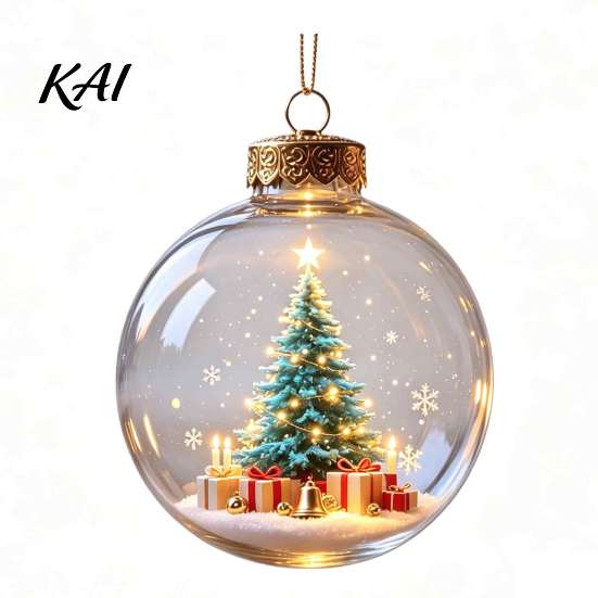 Window Display Festive Supplies Glowing Christmas Story Ornament, Light-Up 3D Hanging Ball with Warm LED, Mini Holiday Wall Decor Scene Clear