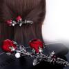 Модная заколка для волос с кристаллами розы и стразами и листьями, заколки для женщин, держатель для хвоста, женские изящные аксессуары для волос, темперамент