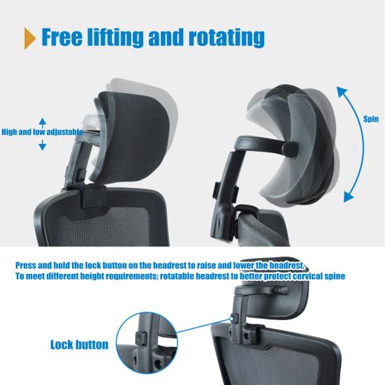 Подголовник для офисного кресла Подушка для поддержки головы Регулируемая высота Угол дышащая сетка