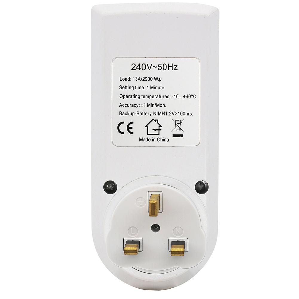 Цифровой таймер для кухни с большим экраном, 24-часовым циклическим управлением и нагрузкой 13 А, вилка UK