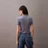 Calvin Klein Повседневный поло с полосатой текстурой, трикотажный топ с коротким рукавом, женские топы, темно-синий 47AB304-RLW