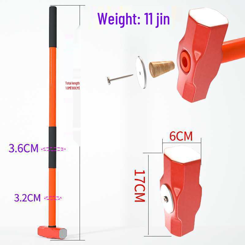 Сверхпрочный большой кувалда: Взрывозащищенный стальной молоток каменщика, восьмигранный, с ручкой, для колки камня и стен.