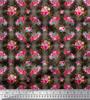 Brown Japan Crepe Satin Fabric Feather & Ranunculus Floral Printed Craft Fabric by the Metre 42 Inch