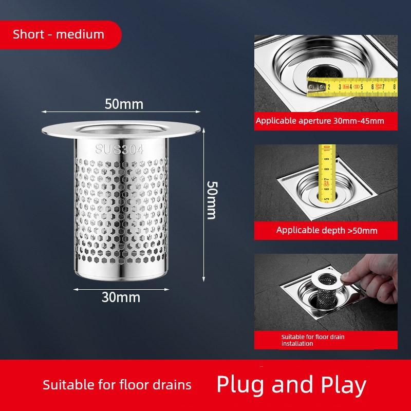304 Stainless Steel Floor Drain Deodorizer, Sewer Filter Net, Anti-Clogging Device, Efficient Drainage, Universal for Sinks