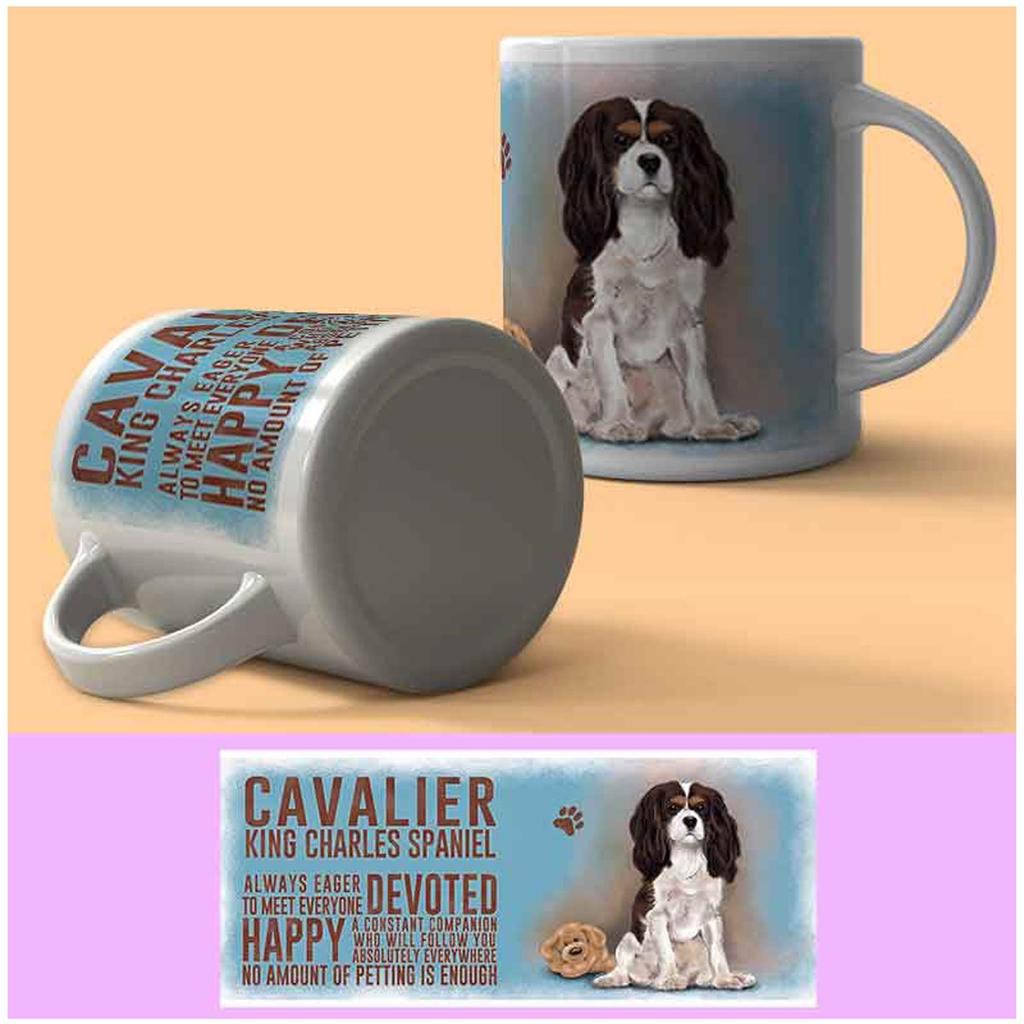Les Trésors De Lily [A2178] - Ceramic Mug 'Dogs' Blue (cavalier King Charles Spaniel) - 95x80mm