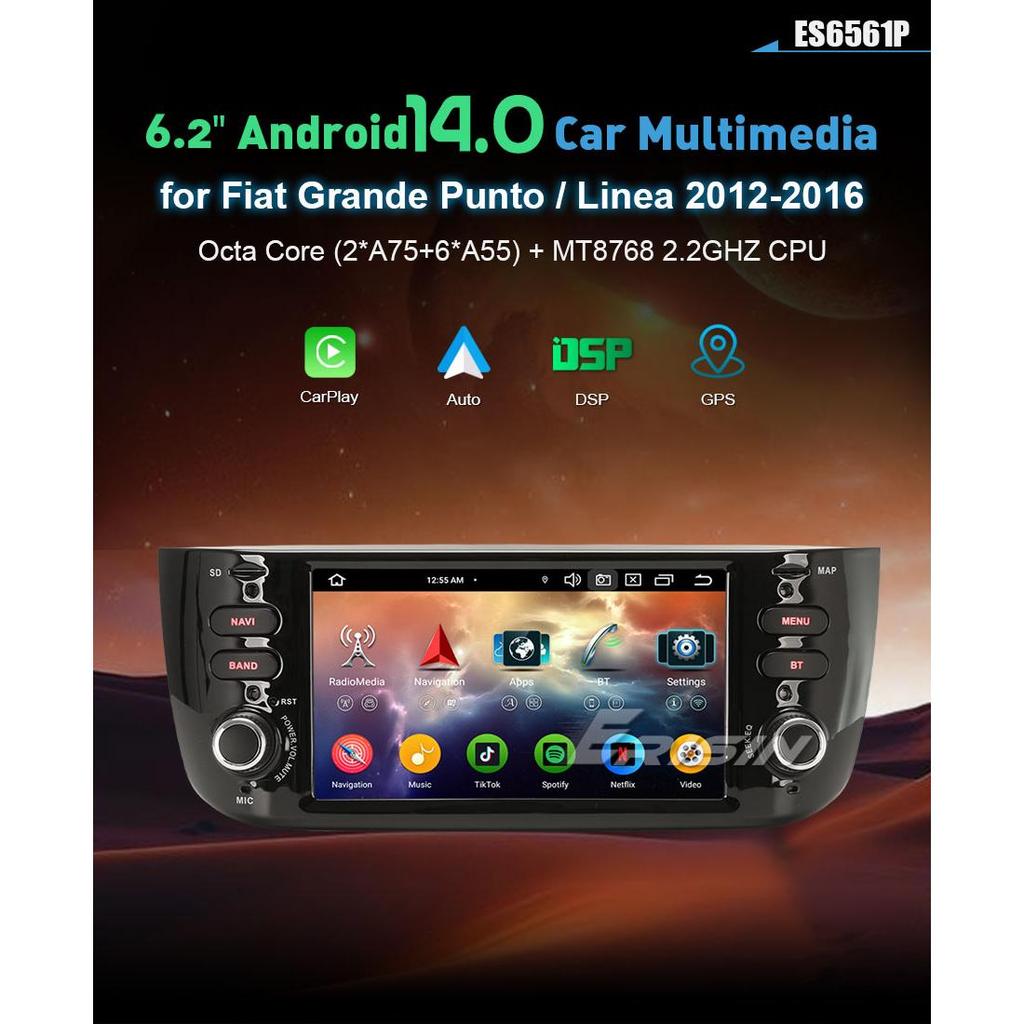 EU Erisin ES6561P Octa Core Android 14.0 DSP BT5.0 CarPlay RGB Amplifier Car for GPS Player Punto Car Stereo Multimedia