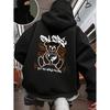 Cartoon Doodle Bear And Letter Prints Zipper Hooded Women Autumn Hoodies Fashion Streetwear Casual Fleece Women's Sweatshirts