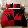 King Queen Duvet Cover Black And Red Crown Design Comforter Cover Soft Aesthetic Elegant Modern Bedding Set With 2 Pillowcases