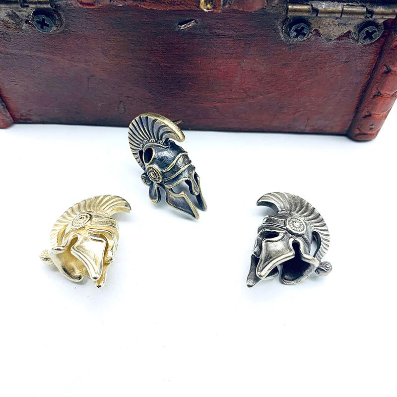Brass Spartan Helmet Paracord Rope Beads Pendant Outdoor Tool Jewelry Accessory
