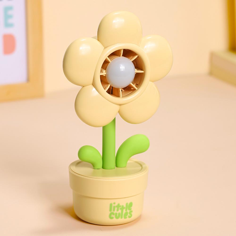 Creative Cute Flower Mini Handheld Fan for Kids - USB Rechargeable, Strong Wind Desktop Fan