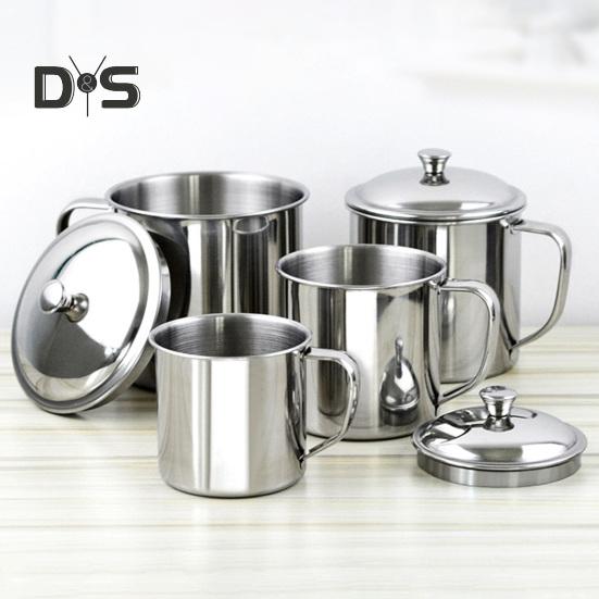 Стакан для воды из нержавеющей стали с ручкой-крышкой, кружка для горячих и холодных напитков для кемпинга, пикника, барбекю, устойчивый к коррозии, легкоочищаемый, одностенный, воздушный, пивной стакан