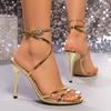 High Heels Sandals for Women Plus Size Pointed Toe Sandals Ankle Cross-Tied Stiletto Heeled Party Shoes Woman Sandalias De Mujer