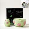 2PCS Tea Art Ceramic Matcha Bowl Chasen Holder Tea Making Tools Gifts Tea Brush Stand