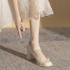 Spring and Summer New Mary Jane 2025 Thick Heel High Heels Temperament Pearl Retro Round Head Shoes Children's Versatile Single Shoes