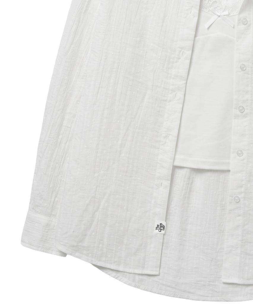 THE GREEN LAB Dot Loose Fit Shirt Top Set [White]