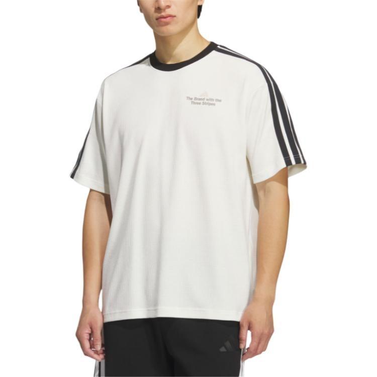 adidas Футболки мужские Нефритовый Белый/Черный Круглый вырез Умеренный KF2472