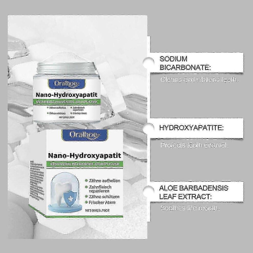3X Hydroxyapatite Teeth Powder, Nanos Hydroxyapatite Powder for Tooth Whitening Sensitive Teeth Friendly Whitening Powder,Fresh Breath 50g