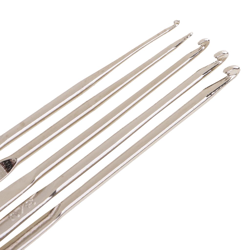 5 Pieces/Set Silver Double End Crochet Hook Knitting Tools