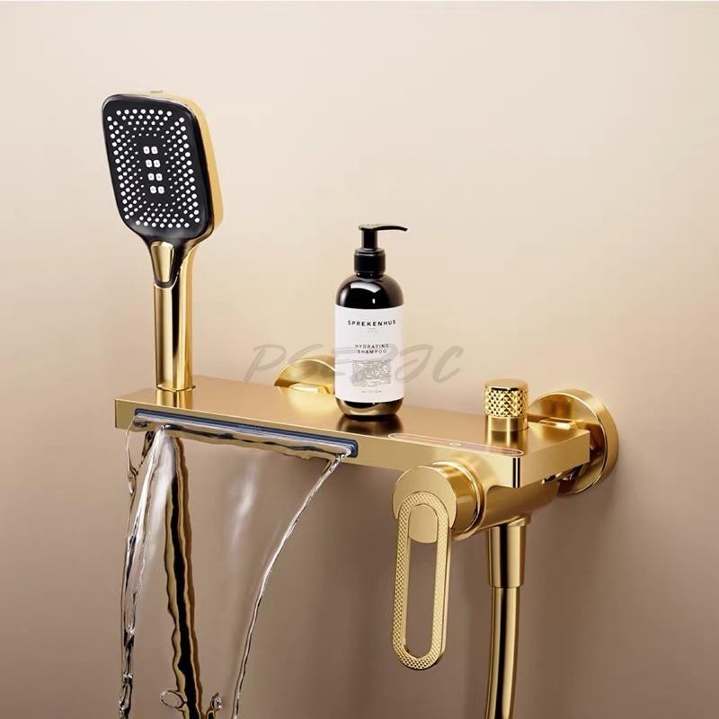 Bathtub Specific Faucet Hot and Cold Water Mixing Valve Wall Outlet Showerhead Set Bathroom Surface Mounted Shower Waterfall