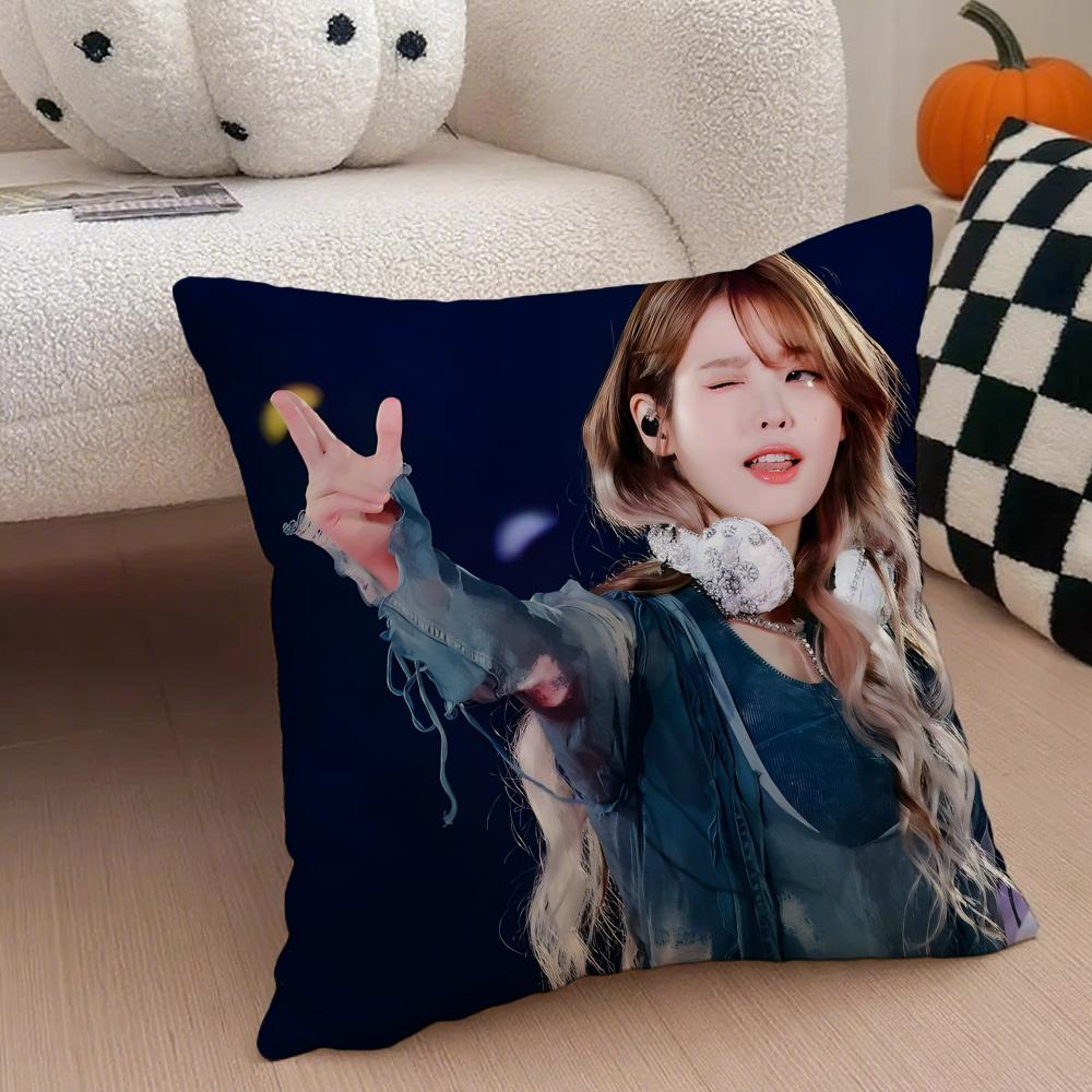 Sweet Korean Singer Beautiful Actress IIU Cushion Cover Throw Pillow Cover Hidden Button Durable Polyester Chair Cushion
