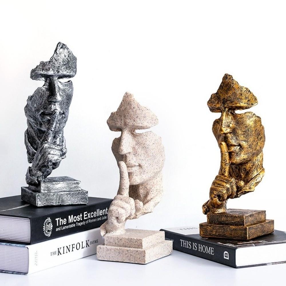 Office Decor Keep Silence Statue Unique Design Silence Thinker Resin Figure Ornaments Home