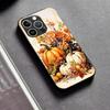 Autumn Pumpkin Black Glass Phone Case For iPhone 17 16 15 14 13 12 11 Pro Max Plus Soft Silicone Bumper Anti‑Knock Back Cover