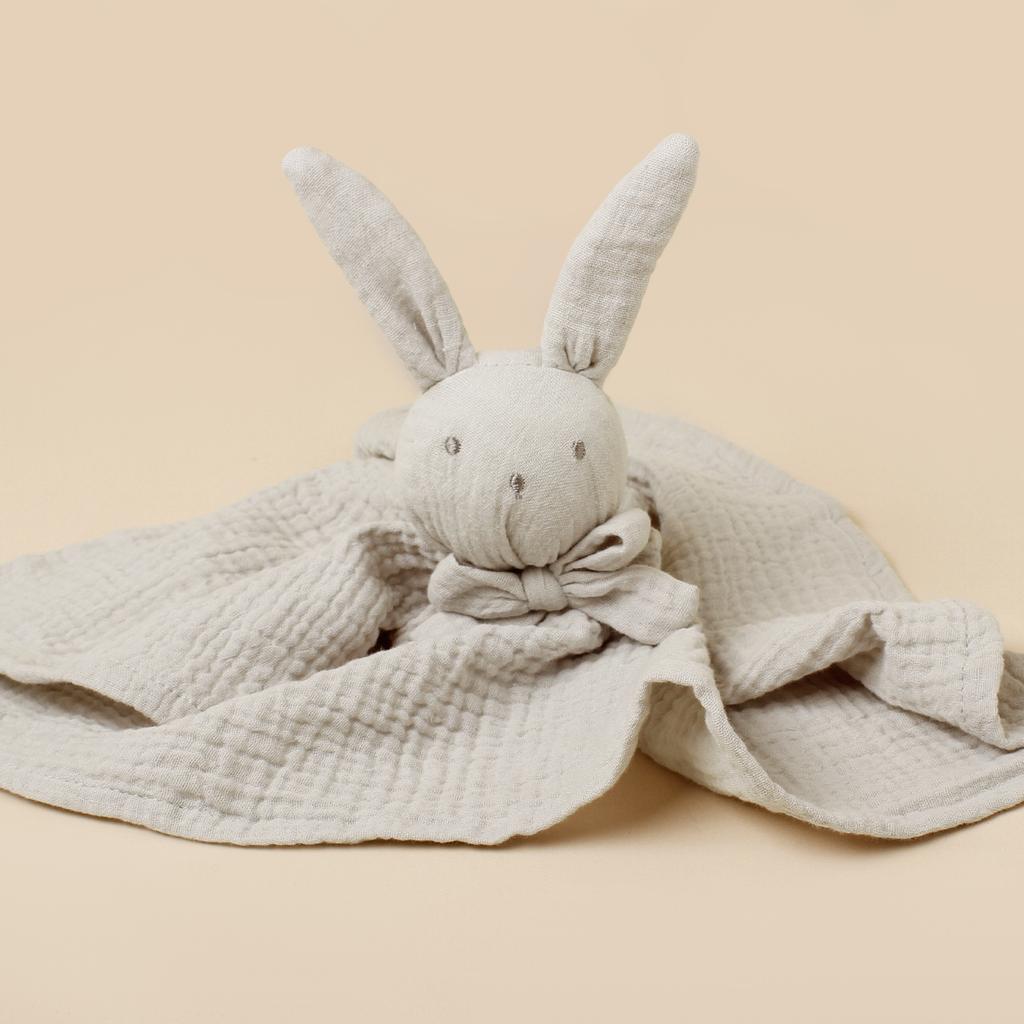 Baby Rabbit Square Comforter Towel Elegant Bow Decor Rabbit Square Blanket For Kids Cute Embroidery Infant Saliva Towel