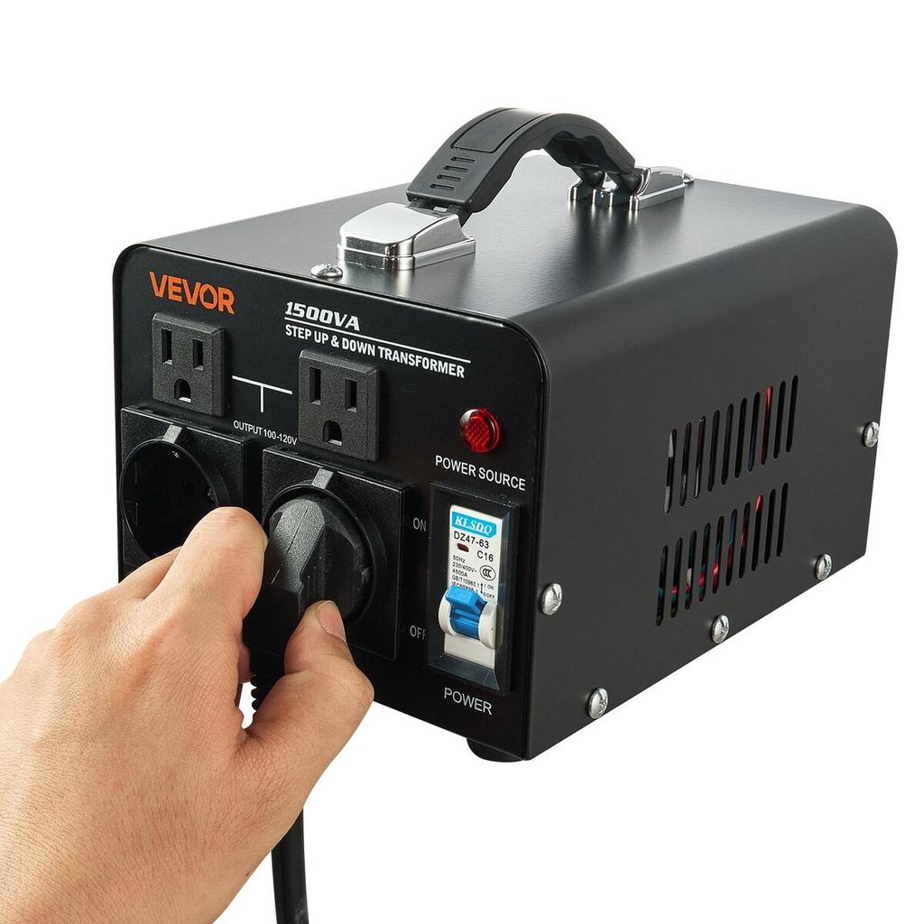 Voltage Converter Transformer, 1500VA, Heavy Duty Step Up/Down Power Transformer, Convert from 110V to 220V and 220V to 110V, with US Outlets, EU