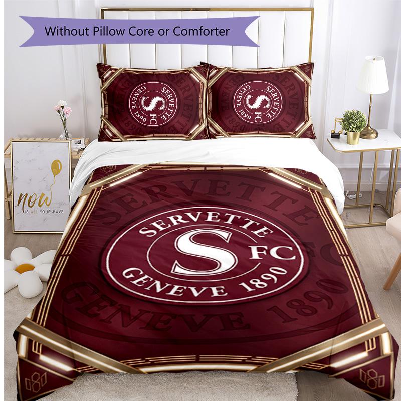 Servette FC Печатный комплект постельного белья из 3 предметов Дышащий пододеяльник с наволочками Декоративное постельное белье для спальни Дома
