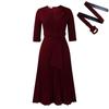 L51 Women's Suit Collar Tie-Waist Pleated African Dress