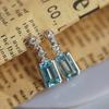 Huitan Temperament Sky Blue Cubic Zirconia Dangle Earrings for Women Color Elegant Lady's Earrings Wedding Luxury Jewelry