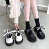 Mary Jane Shoes New Summer British Style Fashion Lolita Bow Straps Set Feet Round Toe Flat Shoes Casual Pumps Loafers Women