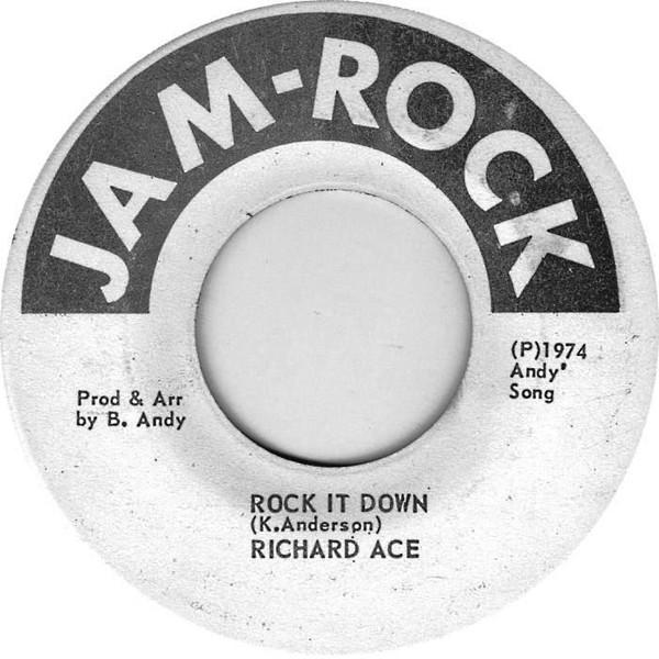 7-дюймовая пластинка RICHARD ACE Rock It Down NONE JamRock 1974 Ямайка Регги Ска Даб Б/у