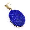 Natural Lapis Lazuli Gemstone 925 Sterling Silver Two Tone Pendant 1.8'' K3a43