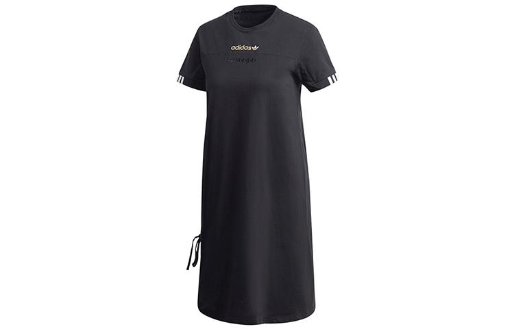 adidas Оригинальное платье с коротким рукавом для женщин, черное, GJ6578