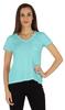 Short Sleeve Solid Basic T-Shirt For Womens V-Neck Casual Tee T-Shirts With Patch
