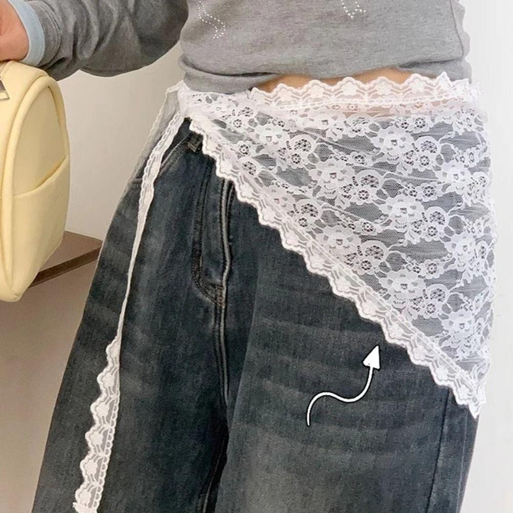 Trendy Lace Half Skirt Y2K Korean Spring Headscarf Lace Trim Apron Skirt Accessories