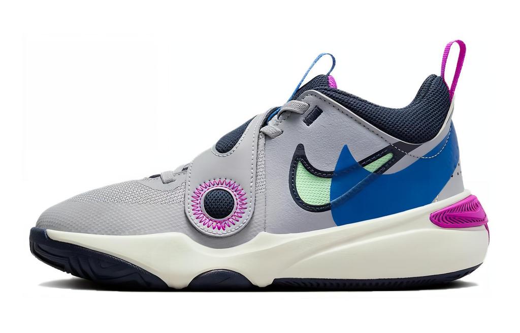 Nike Детские баскетбольные кроссовки Team Hustle D 11 GS, нескользящая подошва, амортизация, низкий профиль, серо-синие FN5005-001