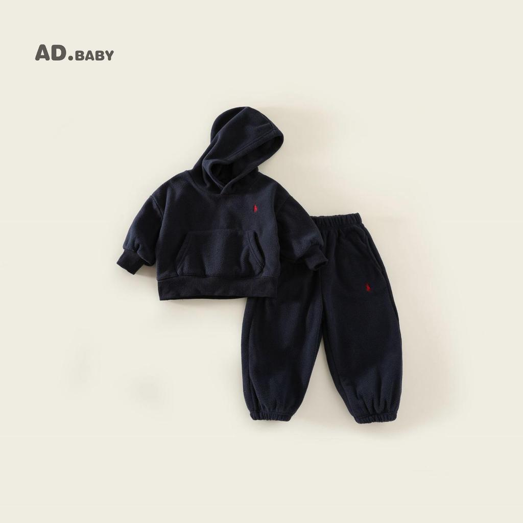 Детский флисовый комплект в корейском стиле Осень/Зима 2025: Удобный, приятный к коже свитшот и спортивные штаны для девочек и мальчиков.