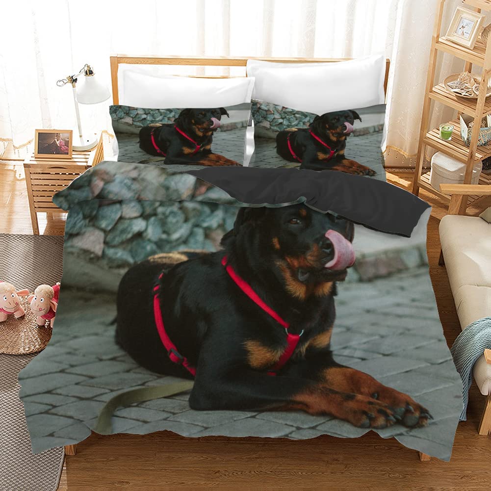 Пододеяльник Rottweiler Twin Black Rottweiler Twin Постельное белье Animal theme для любителей собак Полиэстер Double Queen King Пододеяльник