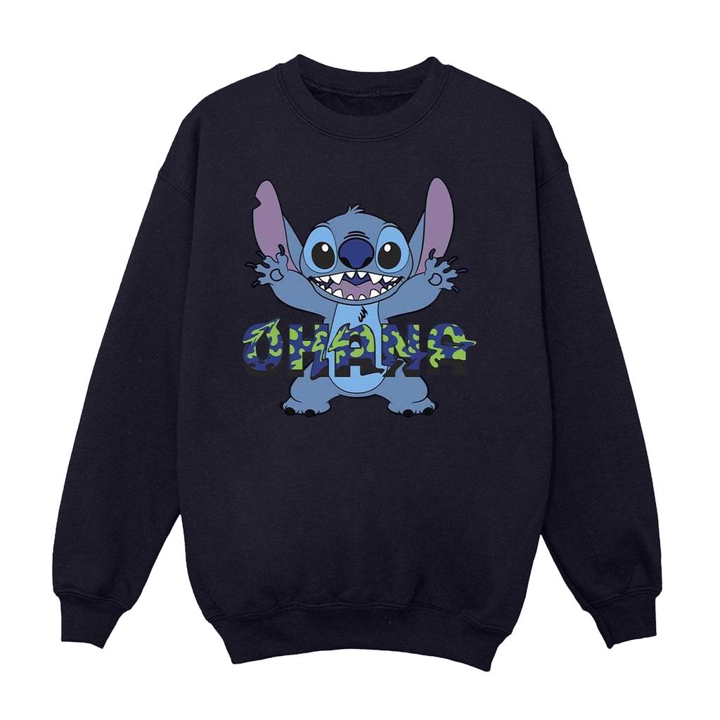 Disney Womens/Ladies Lilo And Stitch Ohana Blue Glitch Sweatshirt