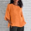 Women's Fashion Half Sleeve Round Neck Solid Colour Loose Casual Shirt Top