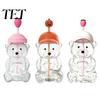Durable Drinking Container 600ML Bear Glass Tumbler with Lid & Straw, 20oz Borosilicate Water Bottle Straw Cup for Iced Coffee, Boba Tea, Milk,