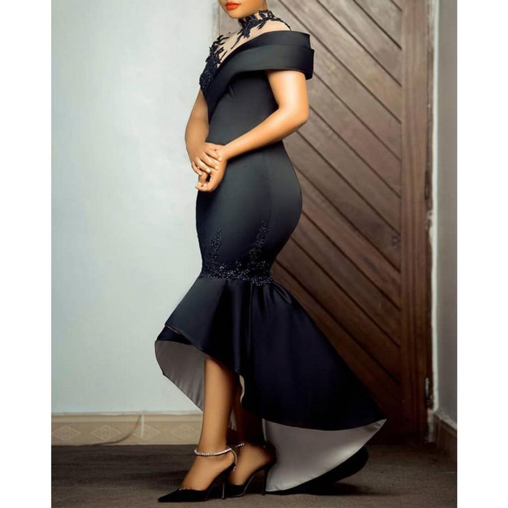 New Women's Long Dress European American Fashion Sexy Bodycon Mermaid Formal Evening Gown Black Party Maxi Dress
