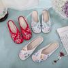 Xia Yi, Summer New Cloth Shoes Women's Flat-soled Soft-soled Retro Disc-buckled Embroidered Slippers Ancient Hanfu Shoes