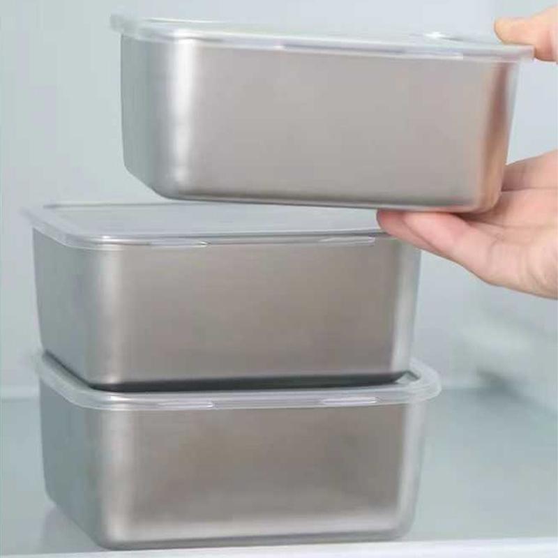 Подносы для хранения продуктов из нержавеющей стали, прямоугольные подносы для колбасы, лапши, фруктовой тарелки с крышкой, органайзеры для домашней кухни, контейнер для еды