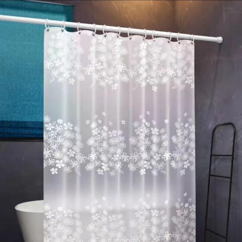 Qianyu Punch-Free Waterproof Shower Curtain Set