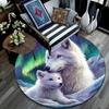 White Wolves Round Area Rug,Carpet Rug for Living Room Bedroom Sofa Playroom Decor,Non-slip Floor Mat